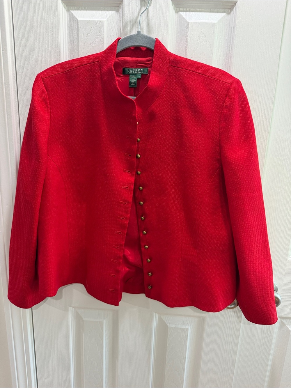 Lauren Ralph Lauren Red Stand-Collar Button Jacket